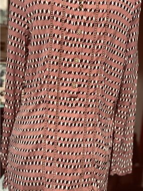 Tory Burch Rose & Black Geometric-Print Blouse